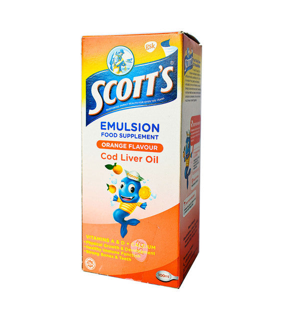 Scott's Emulsion Cod Liver Oil Orange 100ml has been helping families stay healthy for over 100 years. It is made from cod liver and is high in vitamins A & D, which help with growth and development, and promote a healthy immune system