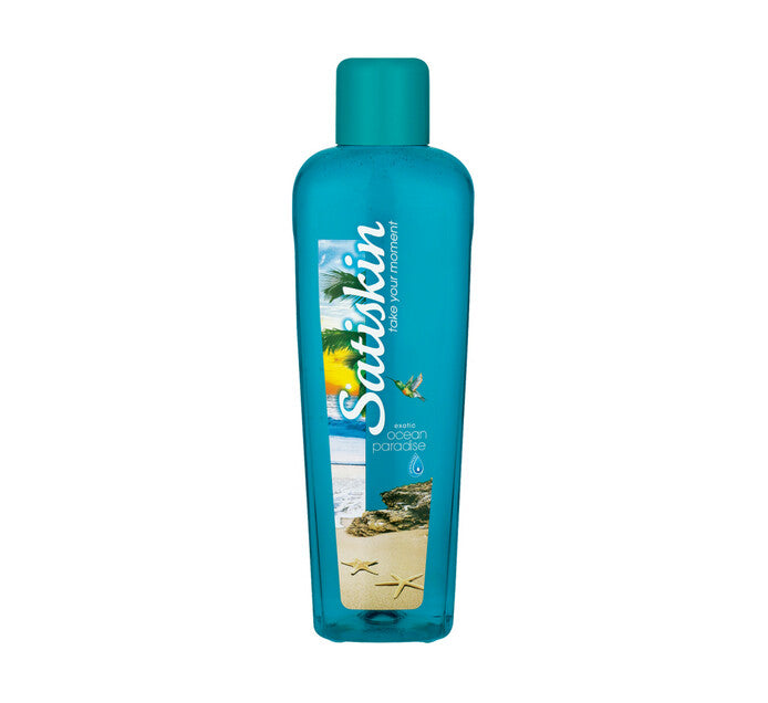 Indulge in a soothing and revitalizing bath with Satiskin Bubble Bath Ocean Paradise 1L. Infused with a fresh ocean-inspired fragrance, this rich foaming bubble bath transforms your bath into a spa-like escape while gently cleansing and nourishing your skin. Designed for daily relaxation, it leaves your skin feeling soft, refreshed, and lightly scented.