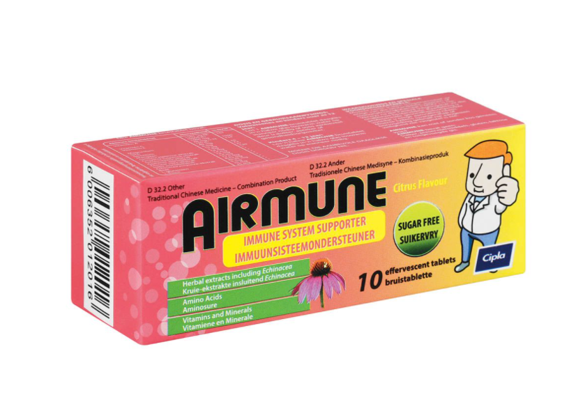 Airmune Immune System Supporter 10 Effervescent Tablets is a great tasting, citrus flavoured effervescent tablet and immune system supporter that's packed with minerals, vitamins and herbs.