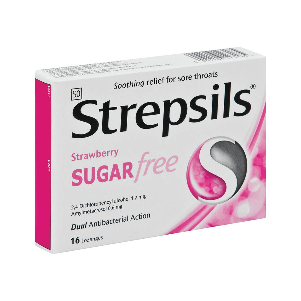 Strepsils Throat Lozenges Strawberry 16 Lozenges have disinfectant and antiseptic properties. They are perfect for the relief of minor mouth and throat infections including sore throat