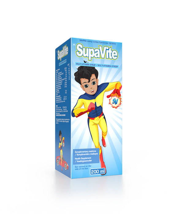 SupaVite Syrup is a multivitamin supplement for children that contains vitamins and minerals that may help improve the function of the immune system, aiding in general wellbeing.