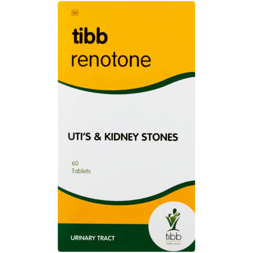Tibb Renotone 60s specially formulated with herbal extracts that work together to support urinary tract health. Helps prevent urinary tract infections and kidney stones.