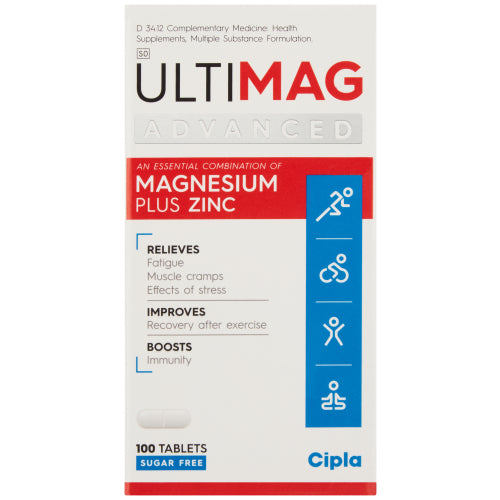 Ultimag Advanced tabs 100s complementary health supplement to help combat stress and boost immunity. Containing zinc and magnesium, it reduces fatigue, fights muscle cramps and minimises the effect of stress.