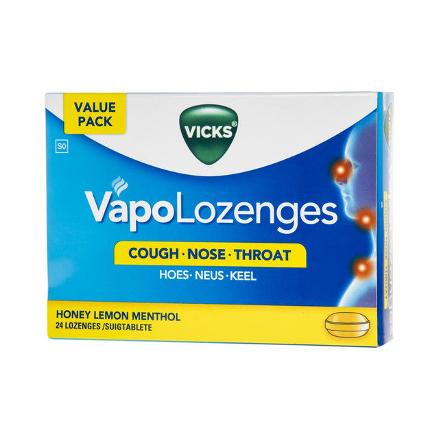 Vicks Vapolozenges Honey Lemon Menthol 24 Lozenges are specially formulated to soothe a sore throat, relieve cough, and clear blocked nose. It’s all you need to express your voice loud and clear.