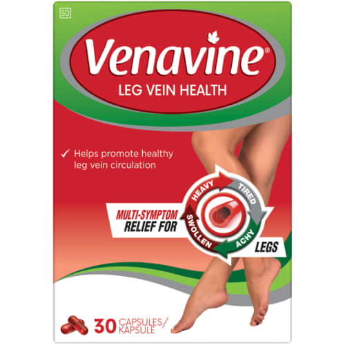 Venavine caps 30s provides relief for heavy, tired, painful and swollen legs by strengthening leg vein walls.