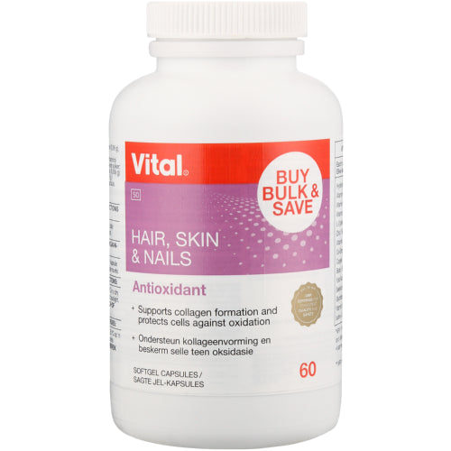 Vital Hair, Skin &amp; Nails Supplement&nbsp;60 Capsules is made with a range of vitamins and minerals in just the right combination to benefit your hair, skin and nails. Over time, they are left stronger, more resilient and healthier.