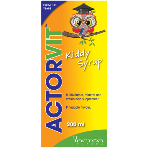 Actorvit Kiddy Syrup 200ml Contains a range of vitamins and minerals to facilitate optimal growth and cognitive development in children.