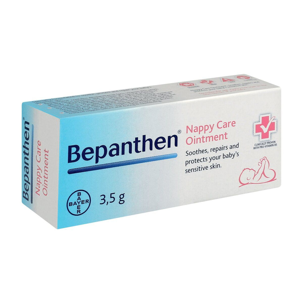 bepanthen cream 3.5g protective baby ointment prevent and care for nappy rash & soothe sore and cracked nipples that develop during breastfeeding free from colouring, fragrances and preservatives.