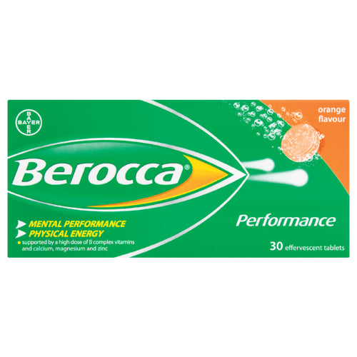 Berocca Performance Orange 30 Effervescent Tablets is a daily multivitamin that supports mental performance and physical well-being throughout the day. It helps reduce stress and fatigue, and improves concentration. It is also free of artificial stimulants.