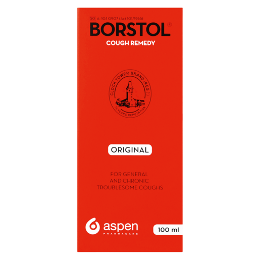 Borstol Cough Remedy 100ml Helps relieve the symptoms of coughs and hoarseness resulting from colds, flu and bronchitis.