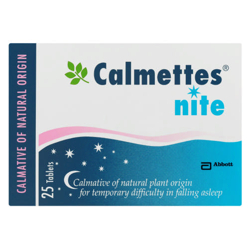 Calmettes Nite Calmative 25 Tablets is specially formulated with plant-based ingredients to help with temporary difficulty in falling asleep.