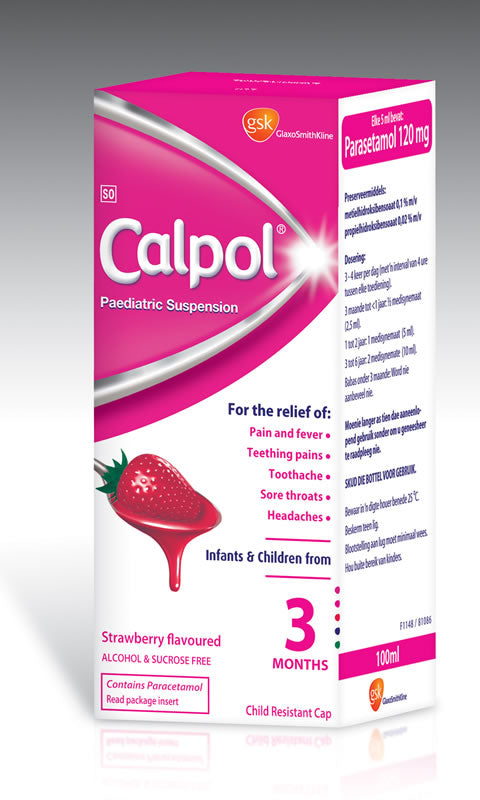 Calpol Paediatric Suspension Strawberry 100ml can be used for a variety of aches that trouble your bundle of joy, including toothaches, headaches, teething pains and sore throats. It also helps with pain and fever associated with colds and contains no alcohol or sugars.