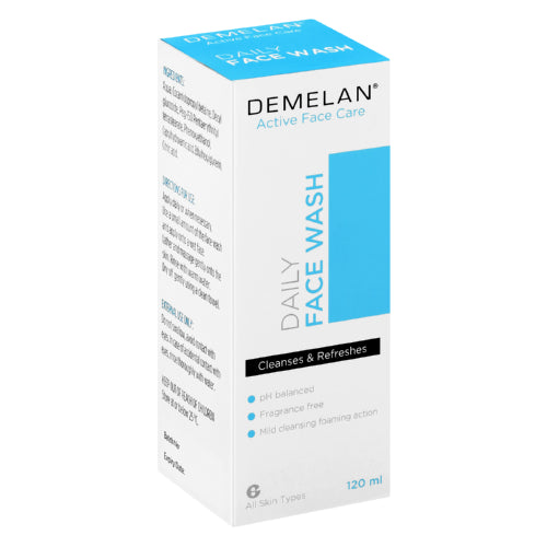 Demelan Daily Face Wash 120ml cleanses and refreshes your skin leaving it clean and clear for sensitive skin and daily use