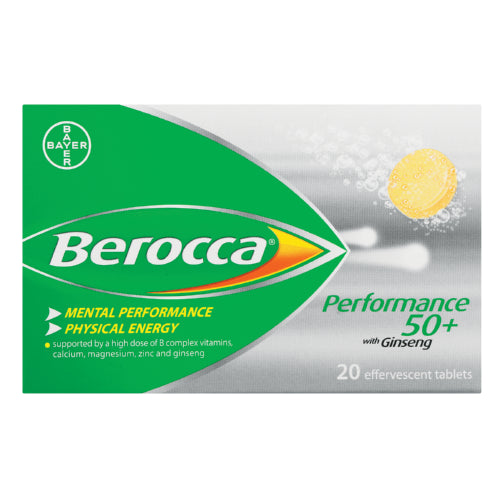 Berocca Focus 50+ Multivitamin 20 Effervescent Tablets helps deliver essential vitamins and minerals including calcium, magnesium and zinc for day-to-day nerve functioning to improve concentration, clarity and stamina throughout your day.
