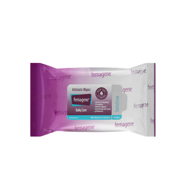 Femagene Intimate Refreshing Wipes 10 Wipes supports natural pH (5.5) levels for intimate health and hygiene. Aids your body counter vaginal infection, irritation, itching and odour. Convenient wipes are great for use on-the-go.