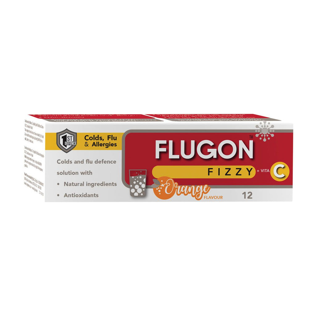 Flugon Adult Fizzy Orange 12’s Effervescent Tablets can be taken throughout the year to boost the immune system. It helps prevent infections and targets existing infections associated with acute or chronic allergies, bronchitis, sinusitis, tonsillitis, ear and throat infections, colds and flu.