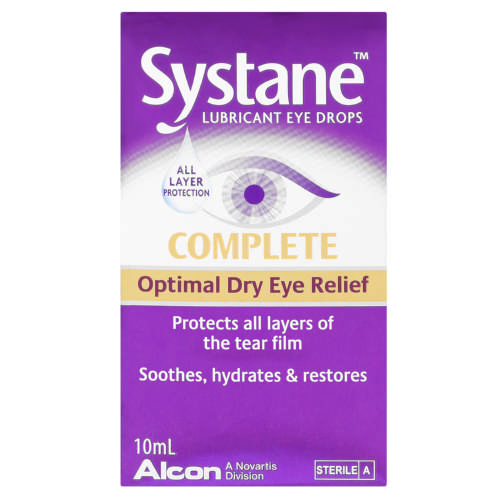 Systane Complete Lubricant Eye Drops 10ml is a dry eye therapy for the temporary relief of burning and irritation due to dryness of the eye. It provides instant, long-lasting optimal symptom relief from any type of dry eye. Nano-sized oil droplets restore and protect all layers of the tear film for lasting dry eye relief.