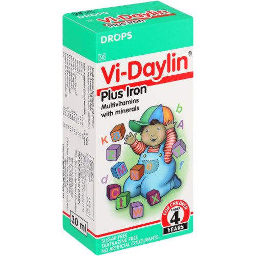 Vi-Daylin Multivitamin Drops 30ml  for children under four years of age and supplies them with all the essential vitamins and minerals they need for physical and mental development sugar and tartrazine free, and contain no artificial colourants.
